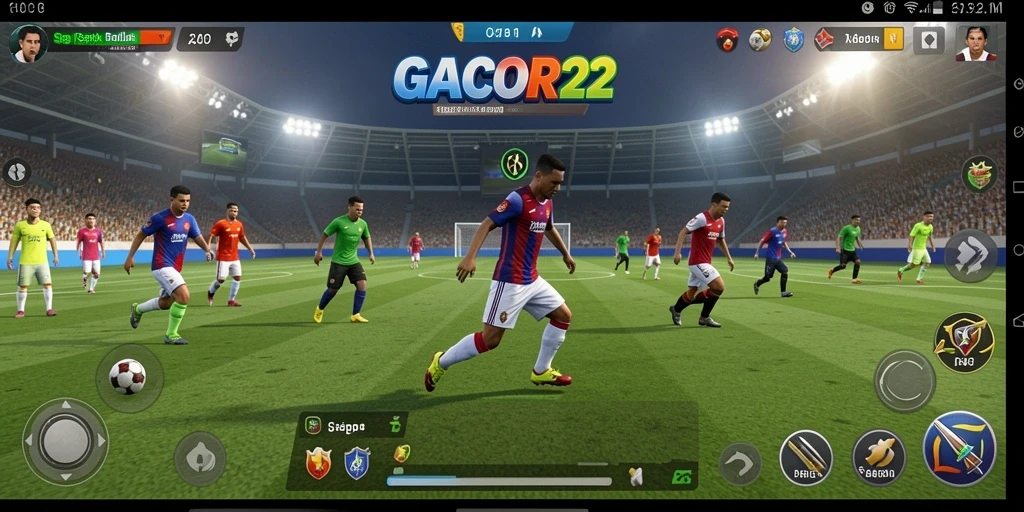 Screenshot GACOR22 menampilkan aksi seru di lapangan sepak bola.