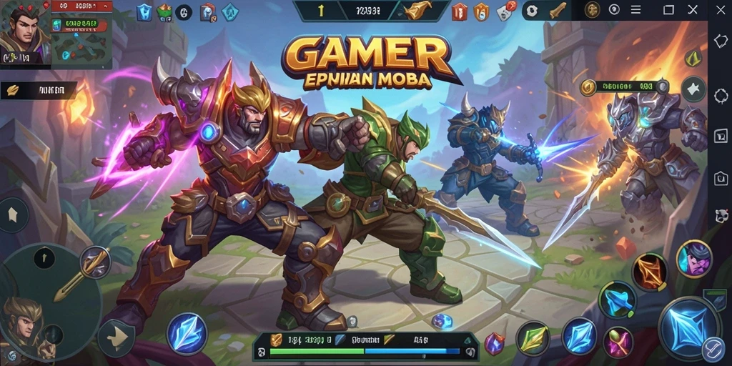 Tampilan gameplay seru dari GAMERP dengan pertarungan MOBA yang memukau.