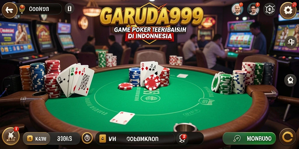 Tampilan gameplay intens di GARUDA999 dengan pemain Poker yang berkompetisi.
