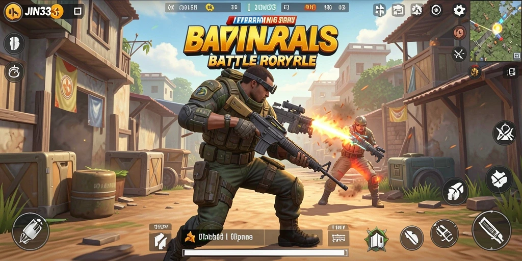 Screenshot gameplay JIN33 menampilkan aksi seru Battle Royale.