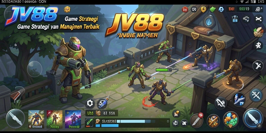 Gambaran visual yang menampilkan pertempuran strategis dalam JV88.