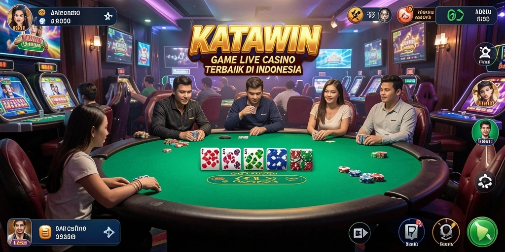 Tampilan menarik dari gameplay Live Casino KATAWIN dengan dealer langsung.