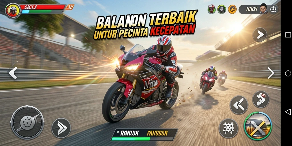 Gameplay seru OKJK dengan balapan motor yang mendebarkan.