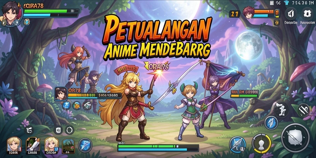 Tampilan aksi seru dalam ORA78, dunia Anime penuh warna.