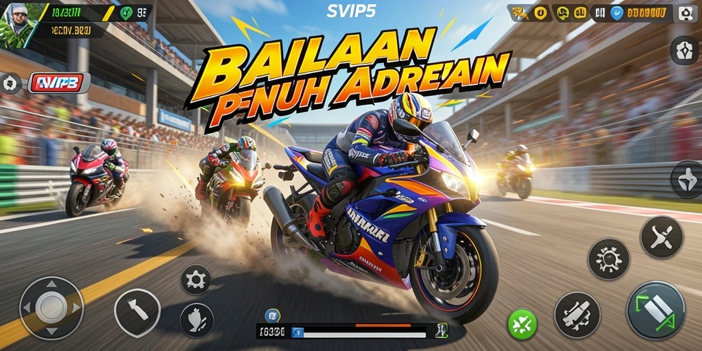 Tampilan awal gameplay balapan motor yang seru dan cepat.