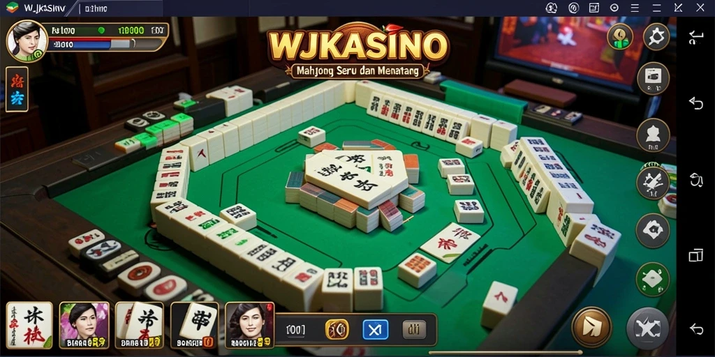 Tampilan gameplay menarik di WJKASINO dengan ubin Mahjong yang berwarna-warni.