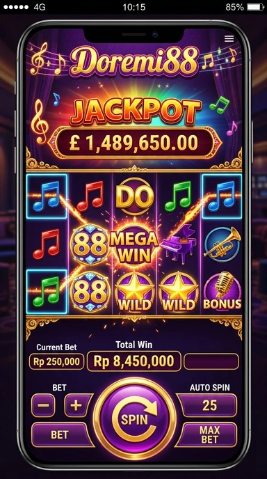 Screenshot antarmuka pengguna aplikasi doremi88 yang ramah pengguna.